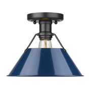 Golden - 3306-FM BLK-NVY - One Light Flush Mount - Orwell - Matte Black