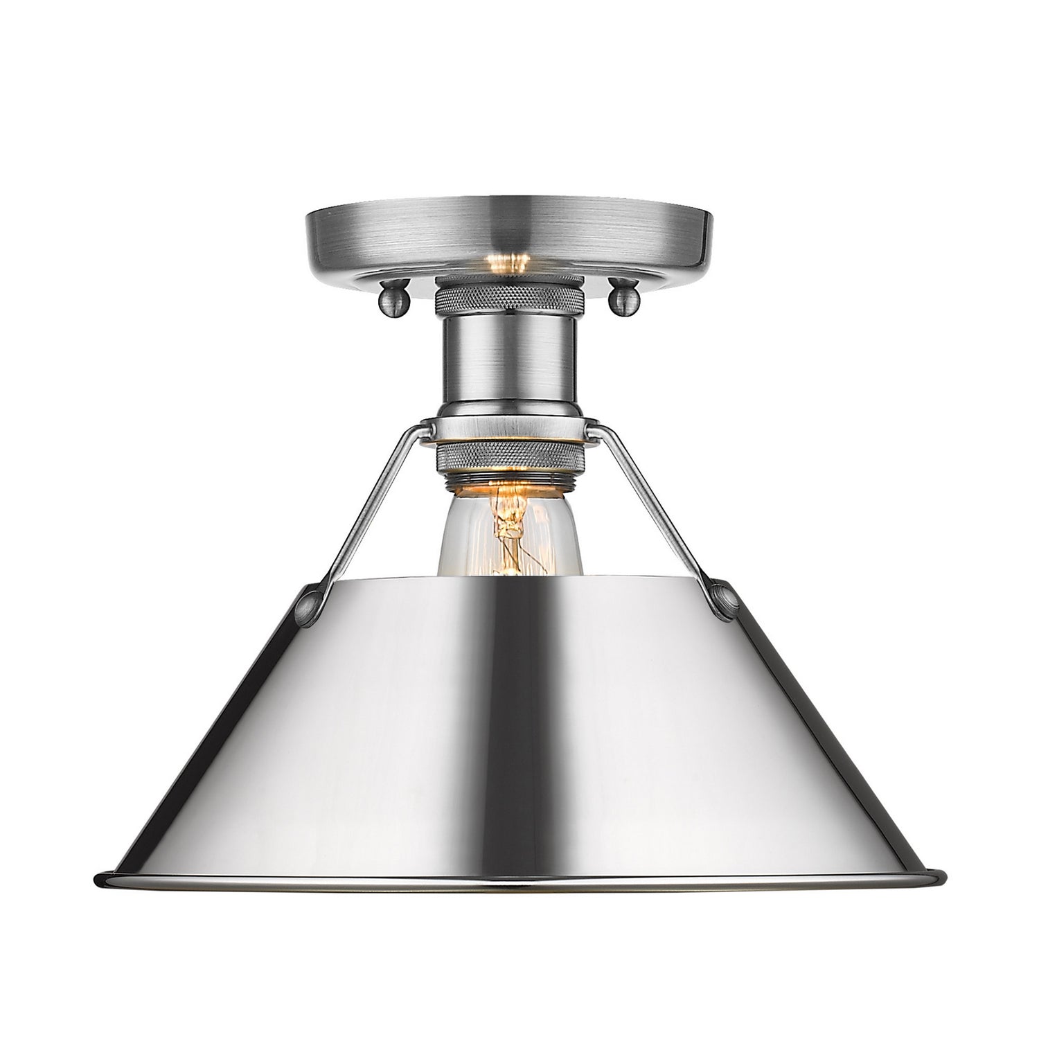 Golden - 3306-FM PW-CH - One Light Flush Mount - Orwell - Pewter
