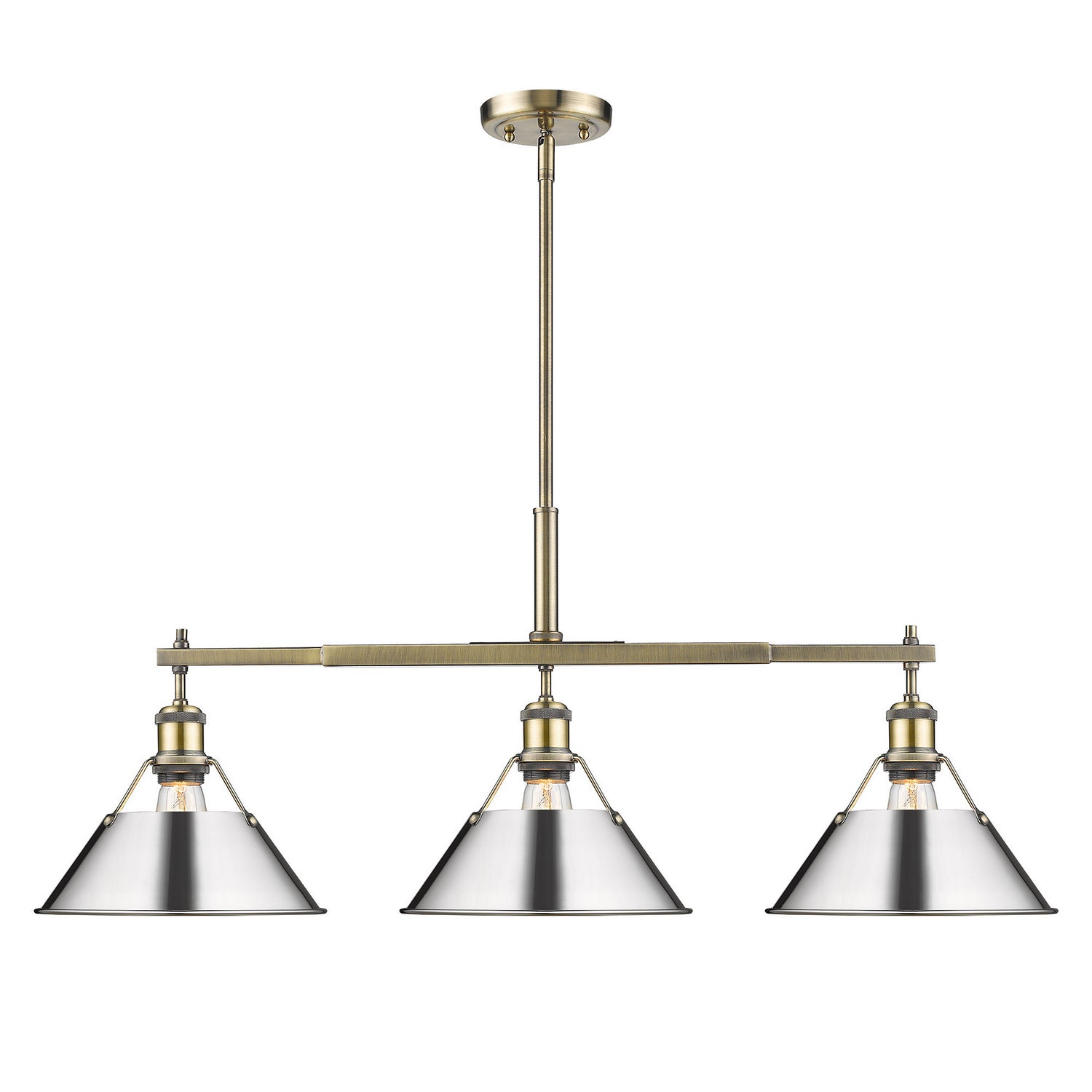 Golden - 3306-LP AB-CH - Three Light Linear Pendant - Orwell - Aged Brass
