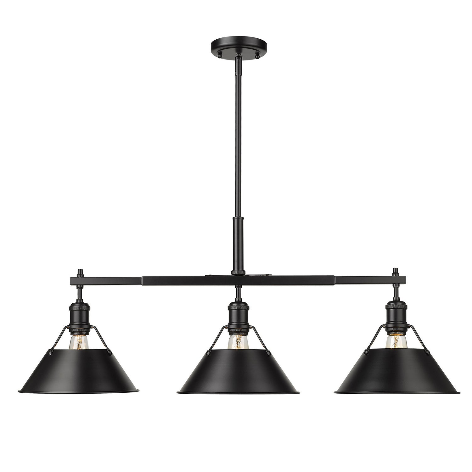 Golden - 3306-LP BLK-BLK - Three Light Linear Pendant - Orwell - Matte Black
