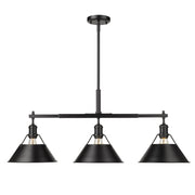 Golden - 3306-LP BLK-BLK - Three Light Linear Pendant - Orwell - Matte Black