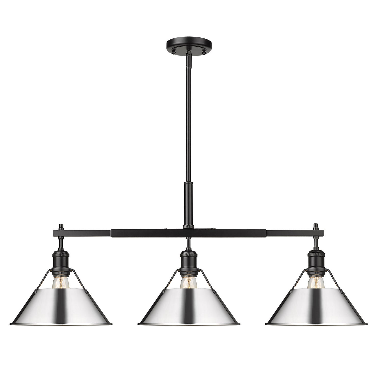 Golden - 3306-LP BLK-CH - Three Light Linear Pendant - Orwell - Matte Black