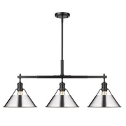 Golden - 3306-LP BLK-CH - Three Light Linear Pendant - Orwell - Matte Black