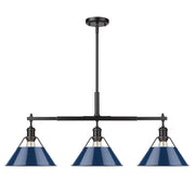 Golden - 3306-LP BLK-NVY - Three Light Linear Pendant - Orwell - Matte Black