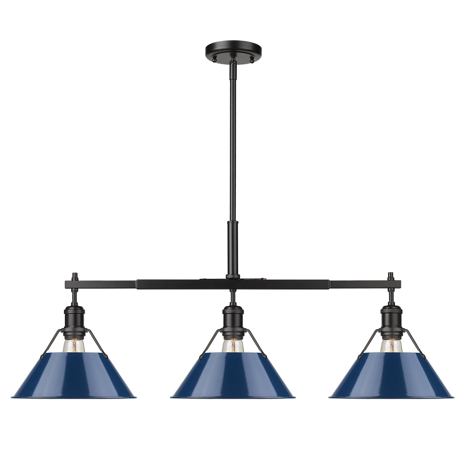 Golden - 3306-LP BLK-NVY - Three Light Linear Pendant - Orwell - Matte Black