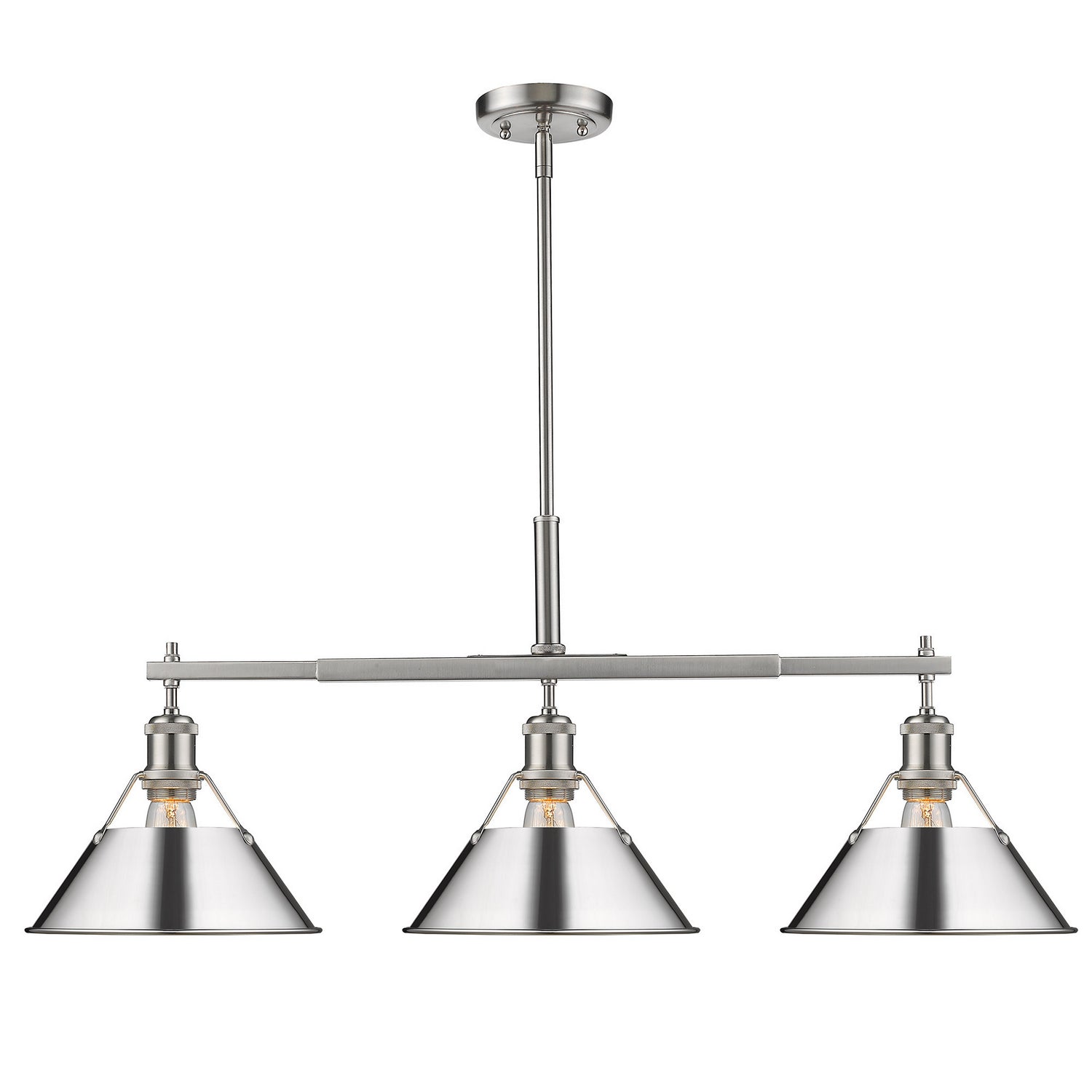 Golden - 3306-LP PW-CH - Three Light Linear Pendant - Orwell - Pewter