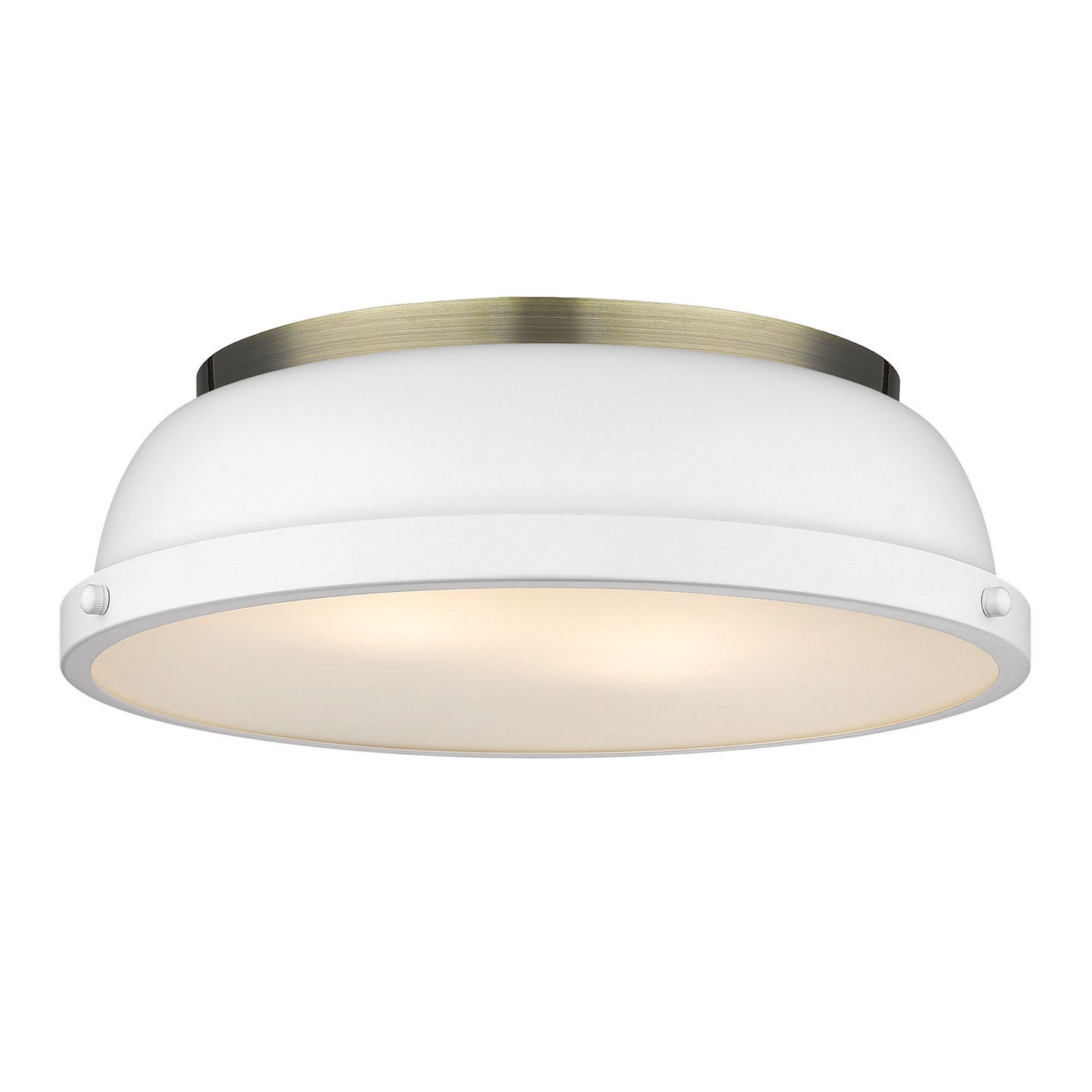 Golden - 3602-14 AB-WHT - Two Light Flush Mount - Duncan - Aged Brass