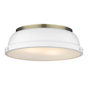Golden - 3602-14 AB-WHT - Two Light Flush Mount - Duncan - Aged Brass