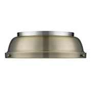 Golden - 3602-14 PW-AB - Two Light Flush Mount - Duncan - Pewter