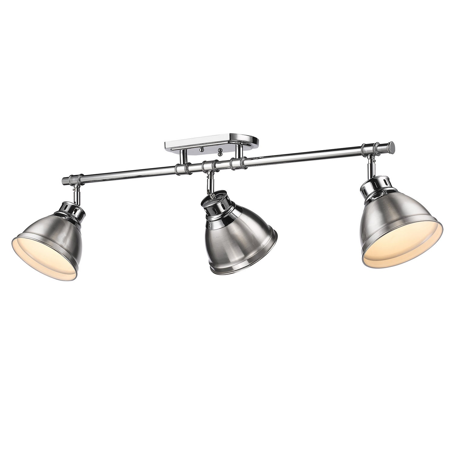 Golden - 3602-3SF CH-PW - Three Light Semi-Flush Mount - Duncan - Chrome