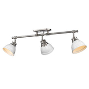 Golden - 3602-3SF PW-WHT - Three Light Semi-Flush Mount - Duncan - Pewter