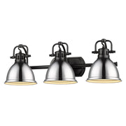 Golden - 3602-BA3 BLK-CH - Three Light Vanity - Duncan - Matte Black