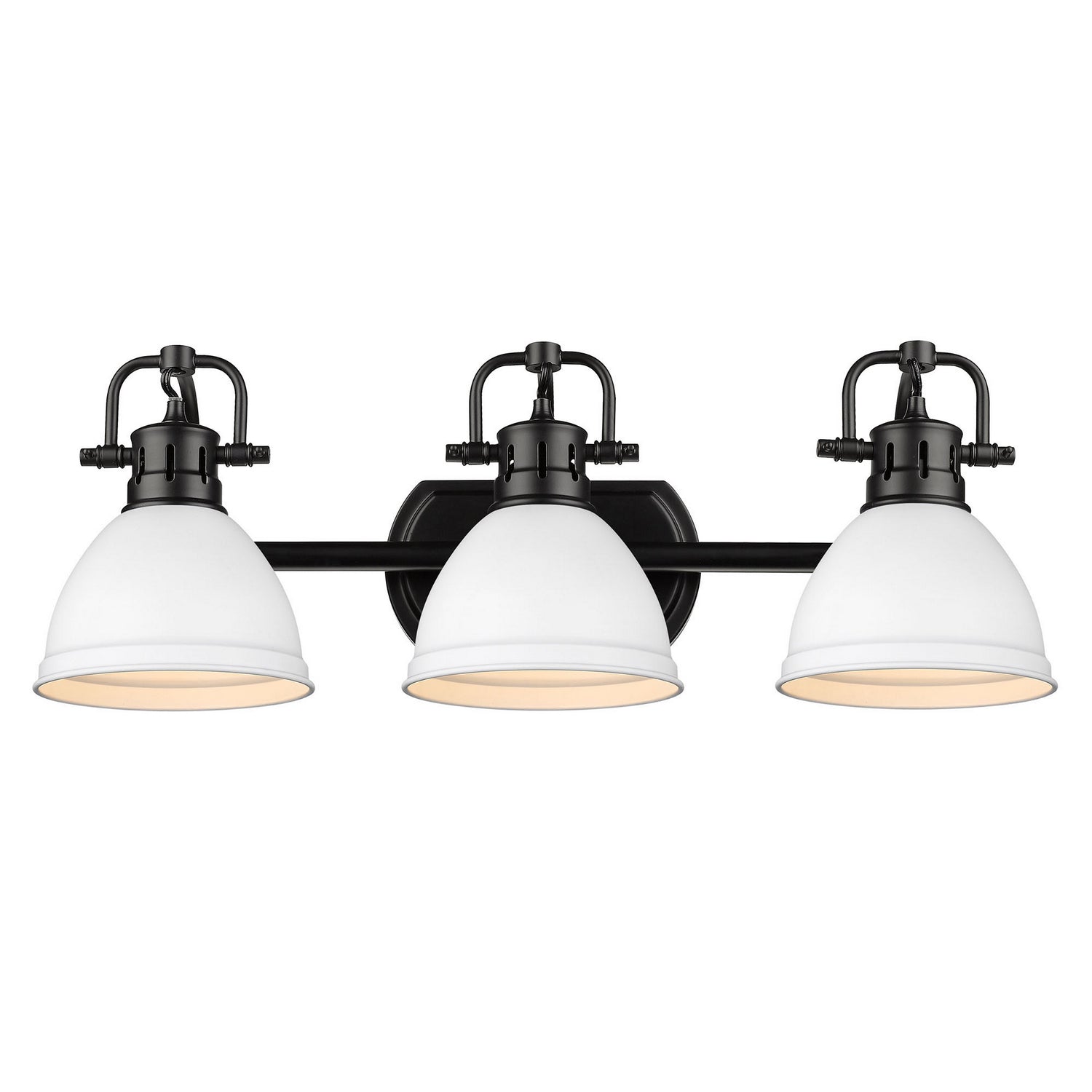 Golden - 3602-BA3 BLK-WHT - Three Light Bath Vanity - Duncan - Matte Black