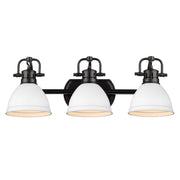 Golden - 3602-BA3 BLK-WHT - Three Light Bath Vanity - Duncan - Matte Black