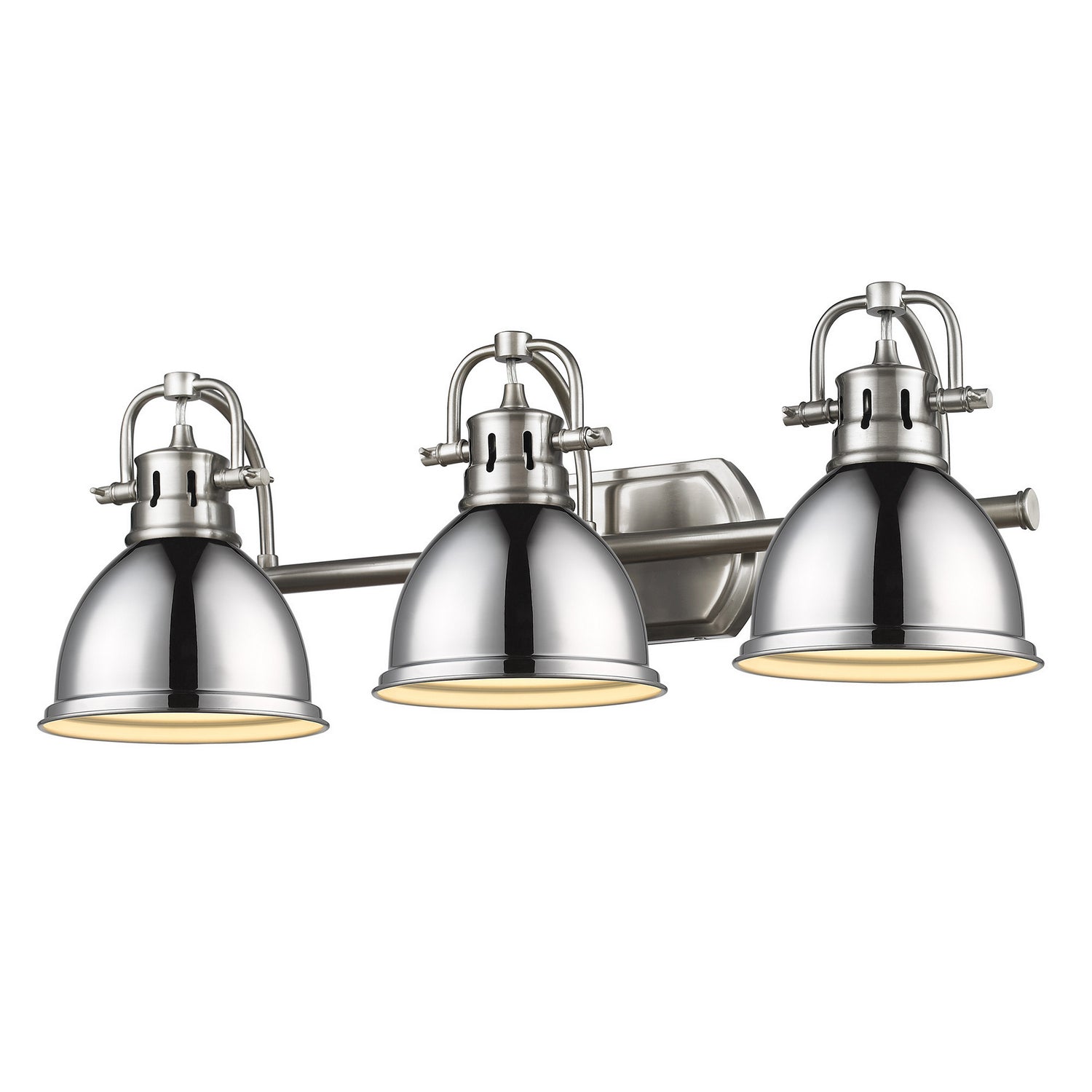 Golden - 3602-BA3 PW-CH - Three Light Vanity - Duncan - Pewter