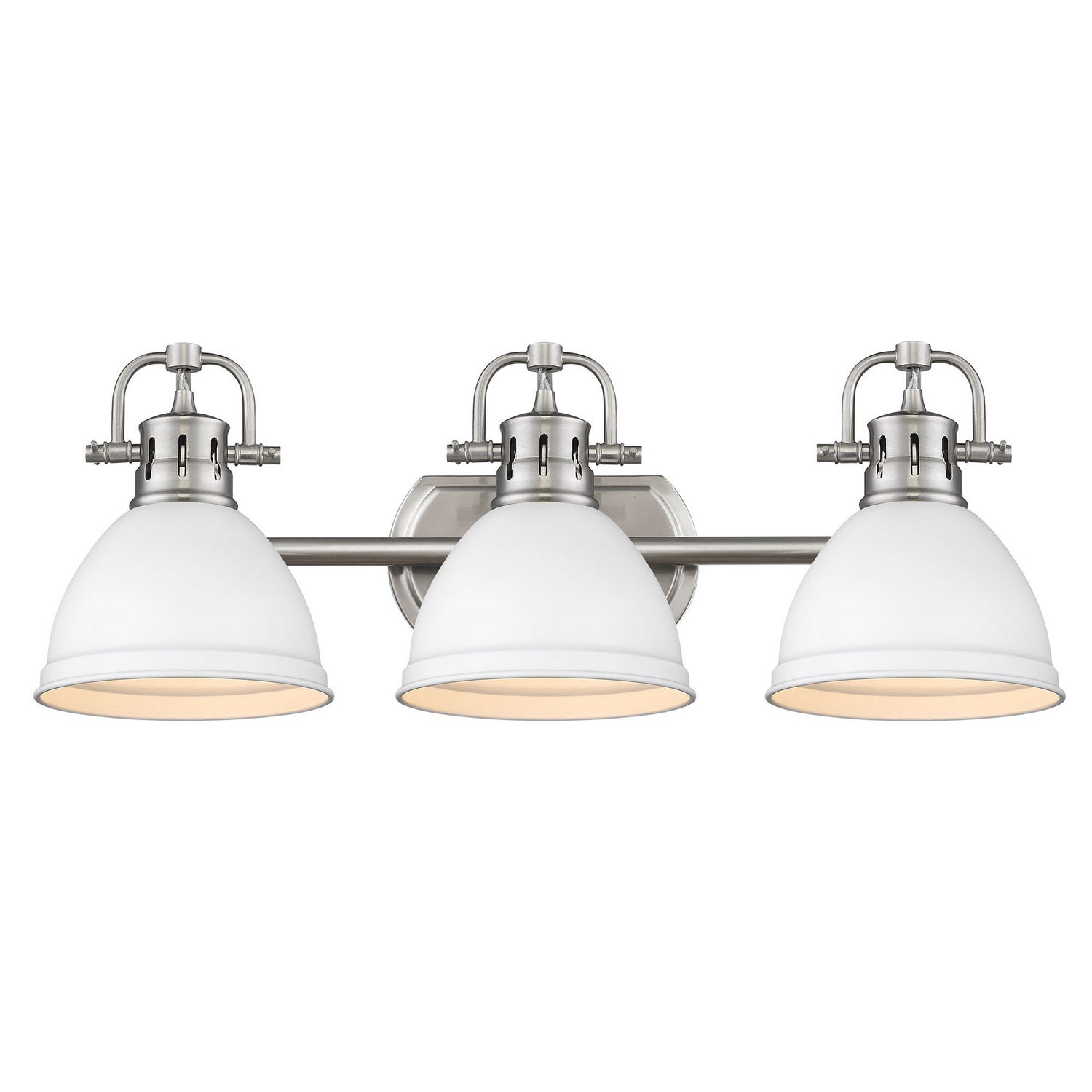 Golden - 3602-BA3 PW-WHT - Three Light Bath Vanity - Duncan - Pewter