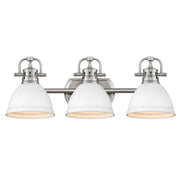 Golden - 3602-BA3 PW-WHT - Three Light Bath Vanity - Duncan - Pewter