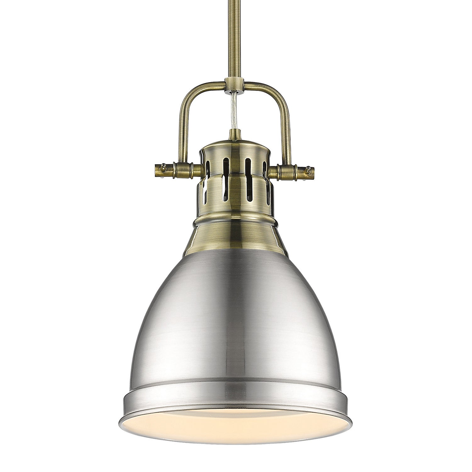Golden - 3604-S AB-PW - One Light Pendant - Duncan - Aged Brass