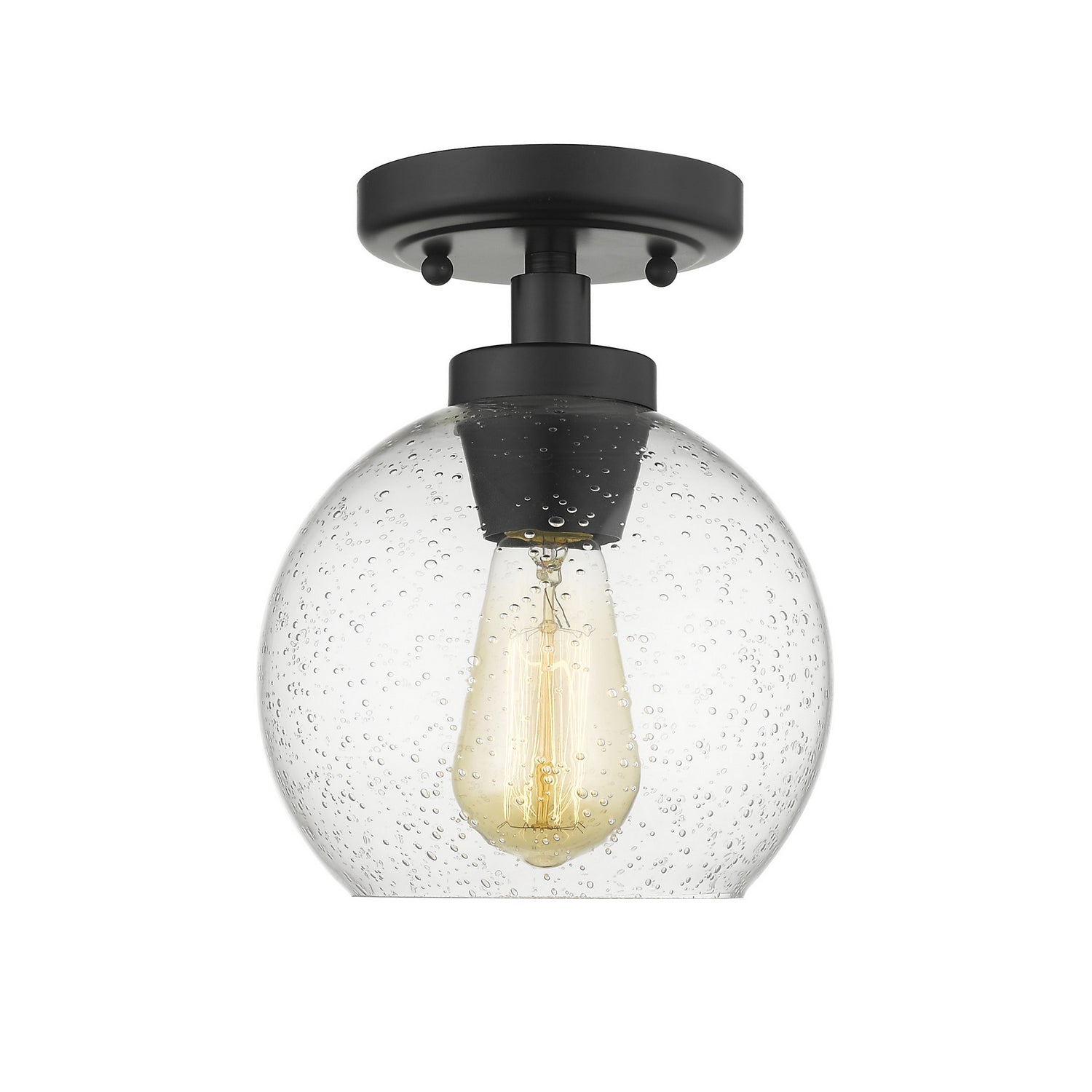 Golden - 4855-FM BLK-SD - One Light Flush Mount - Galveston - Matte Black