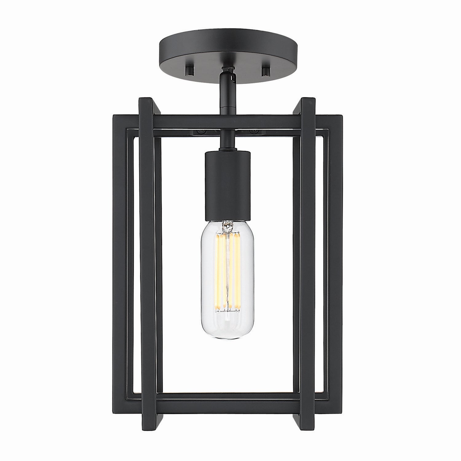 Golden - 6070-1SF BLK-BLK - One Light Semi-Flush Mount - Tribeca - Matte Black