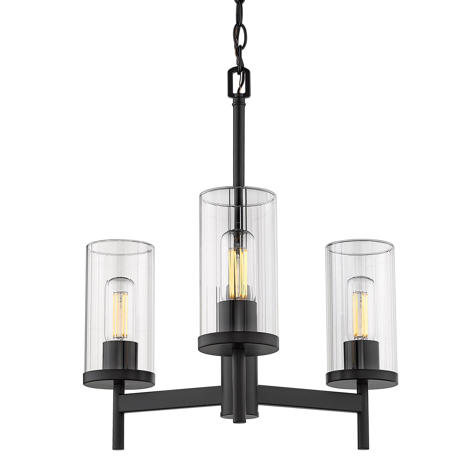 Golden - 7011-3 BLK-CLR - Three Light Chandelier - Winslett - Matte Black