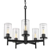 Golden - 7011-5 BLK-CLR - Five Light Chandelier - Winslett - Matte Black