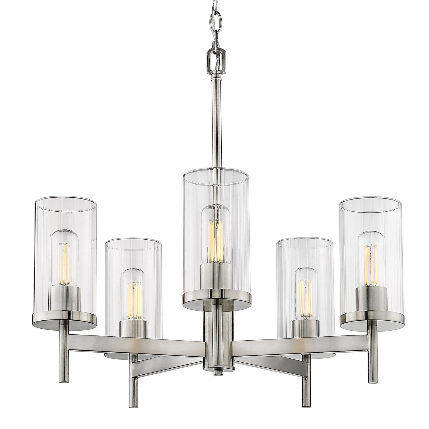 Golden - 7011-5 PW-CLR - Five Light Chandelier - Winslett - Pewter