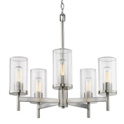Golden - 7011-5 PW-CLR - Five Light Chandelier - Winslett - Pewter