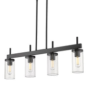 Golden - 7011-LP BLK-CLR - Four Light Linear Pendant - Winslett - Matte Black