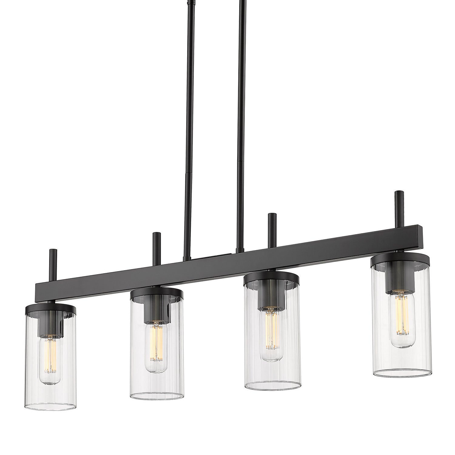 Golden - 7011-LP BLK-CLR - Four Light Linear Pendant - Winslett - Matte Black