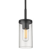 Golden - 7011-M1L BLK-CLR - One Light Mini Pendant - Winslett - Matte Black