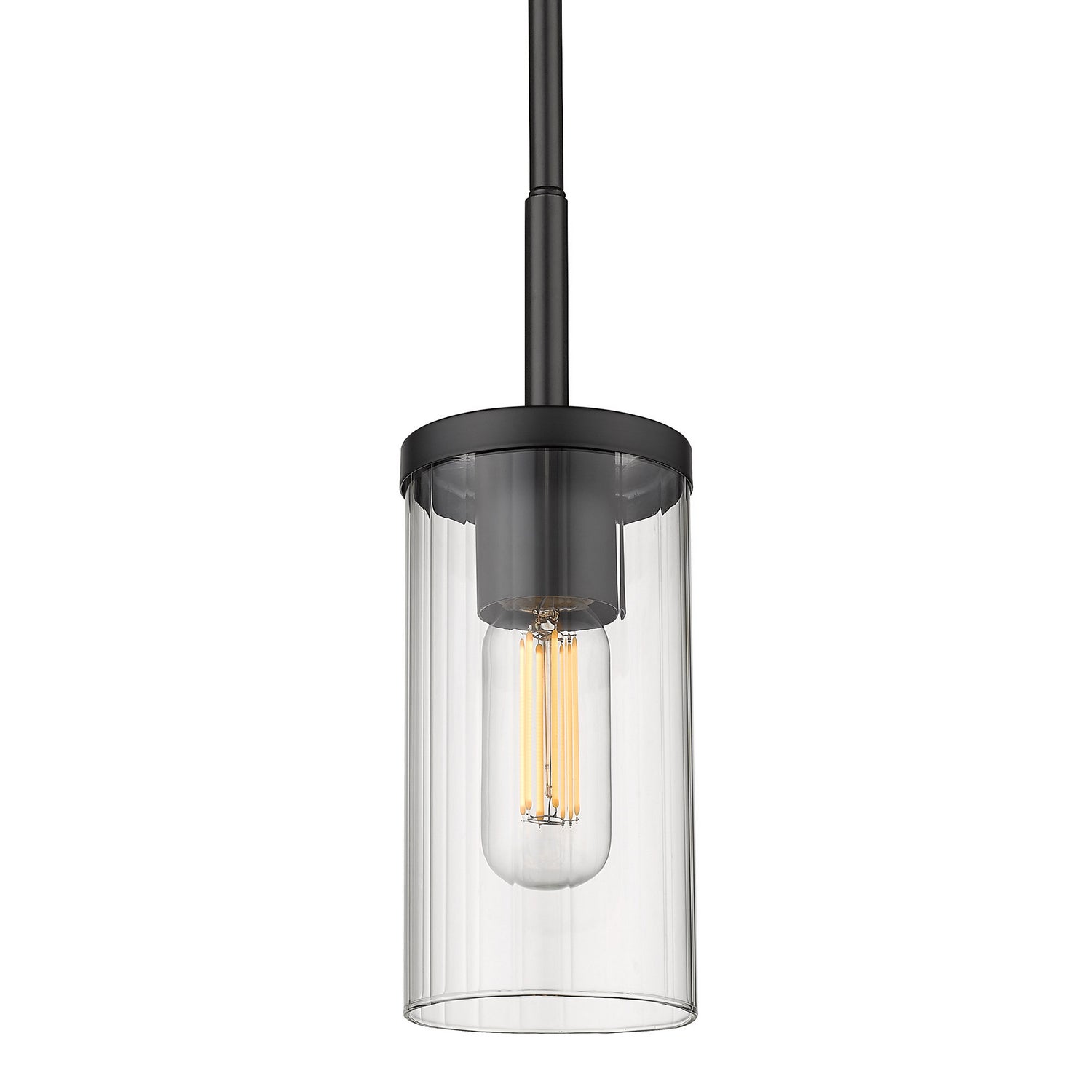 Golden - 7011-M1L BLK-CLR - One Light Mini Pendant - Winslett - Matte Black