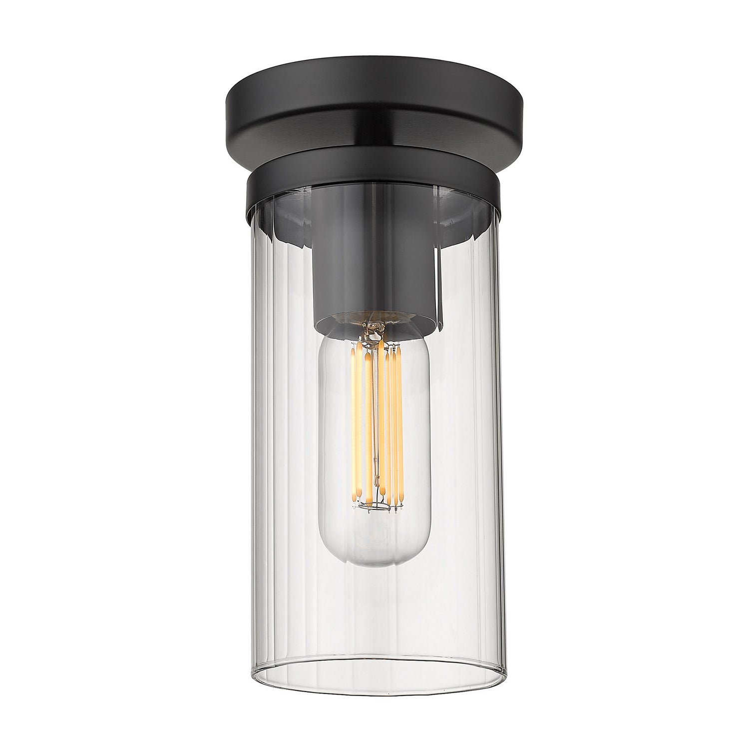 Golden - 7011-SF BLK-CLR - One Light Semi-Flush Mount - Winslett - Matte Black