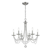 Golden - 7644-6 PW - Six Light Chandelier - Mirabella - Pewter