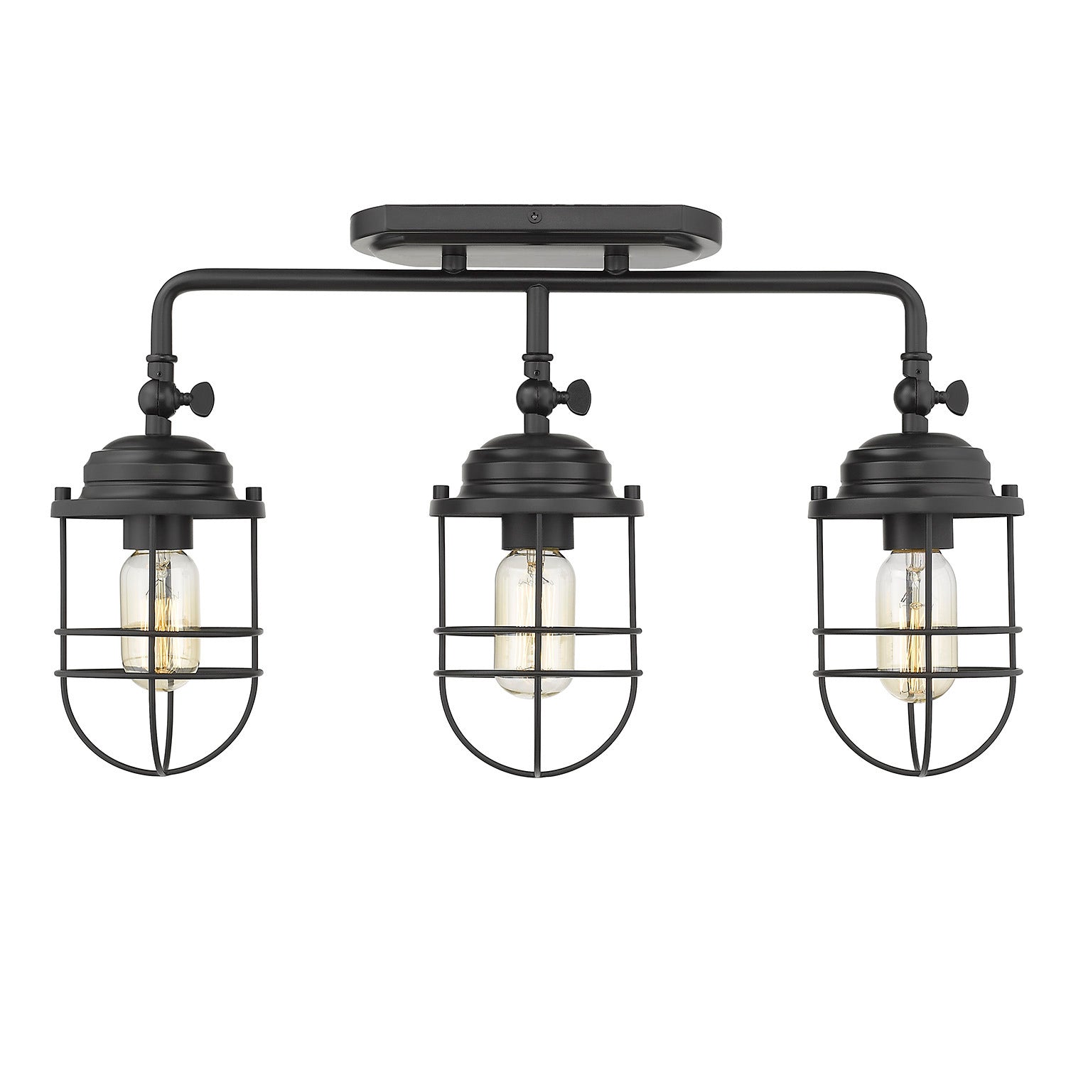 Golden - 9808-LSF BLK - Three Light Semi-Flush Mount - Seaport - Matte Black