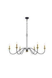 Elegant Lighting - LD5056D48BRB - Six Light Chandelier - Rohan - Brass and Black