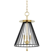 Hudson Valley - 1014-AGB/BK - Three Light Pendant - Cagney - Aged Brass/Black