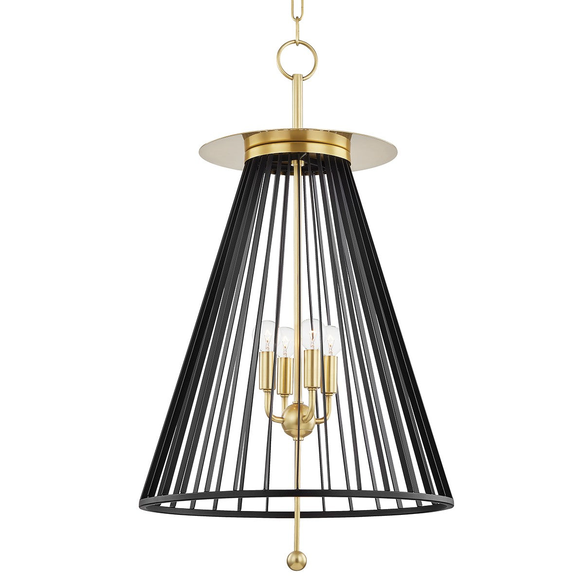 Hudson Valley - 1018-AGB/BK - Four Light Pendant - Cagney - Aged Brass/Black