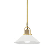 Hudson Valley - 2613-AGB/WH - One Light Pendant - Syosset - Aged Brass/Soft Off White