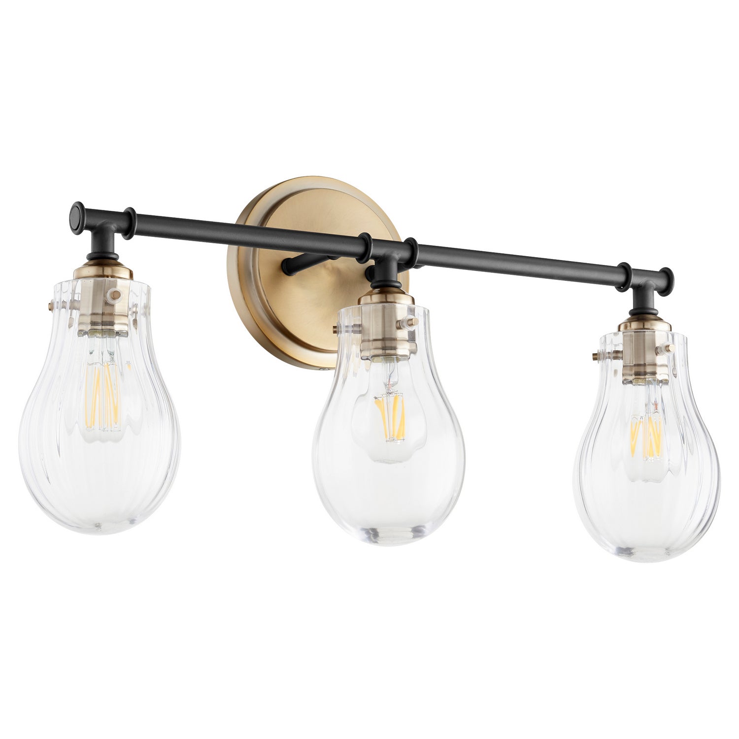 Quorum - 511-3-69 - Three Light Vanity - Dillinger - Textured Black|Aged Brass