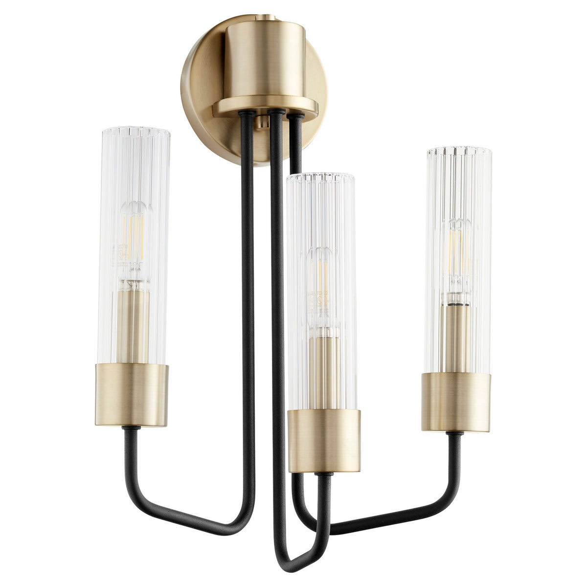 Quorum - 595-3-6980 - Three Light Wall Mount - Helix - Textured Black|Aged Brass