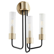 Quorum - 595-3-6980 - Three Light Wall Mount - Helix - Textured Black|Aged Brass