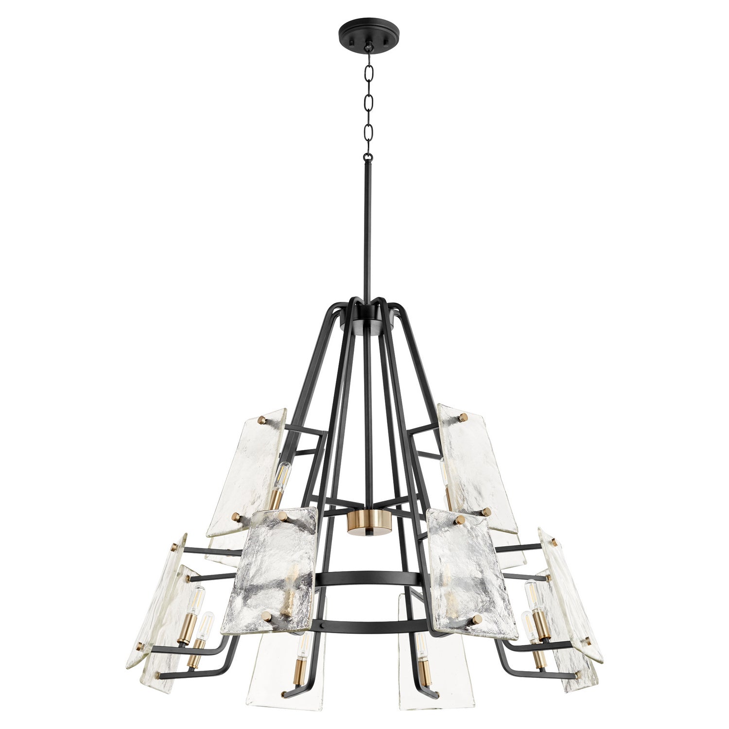 Quorum - 637-12-69 - 12 Light Chandelier - Tioga - Textured Black|Aged Brass