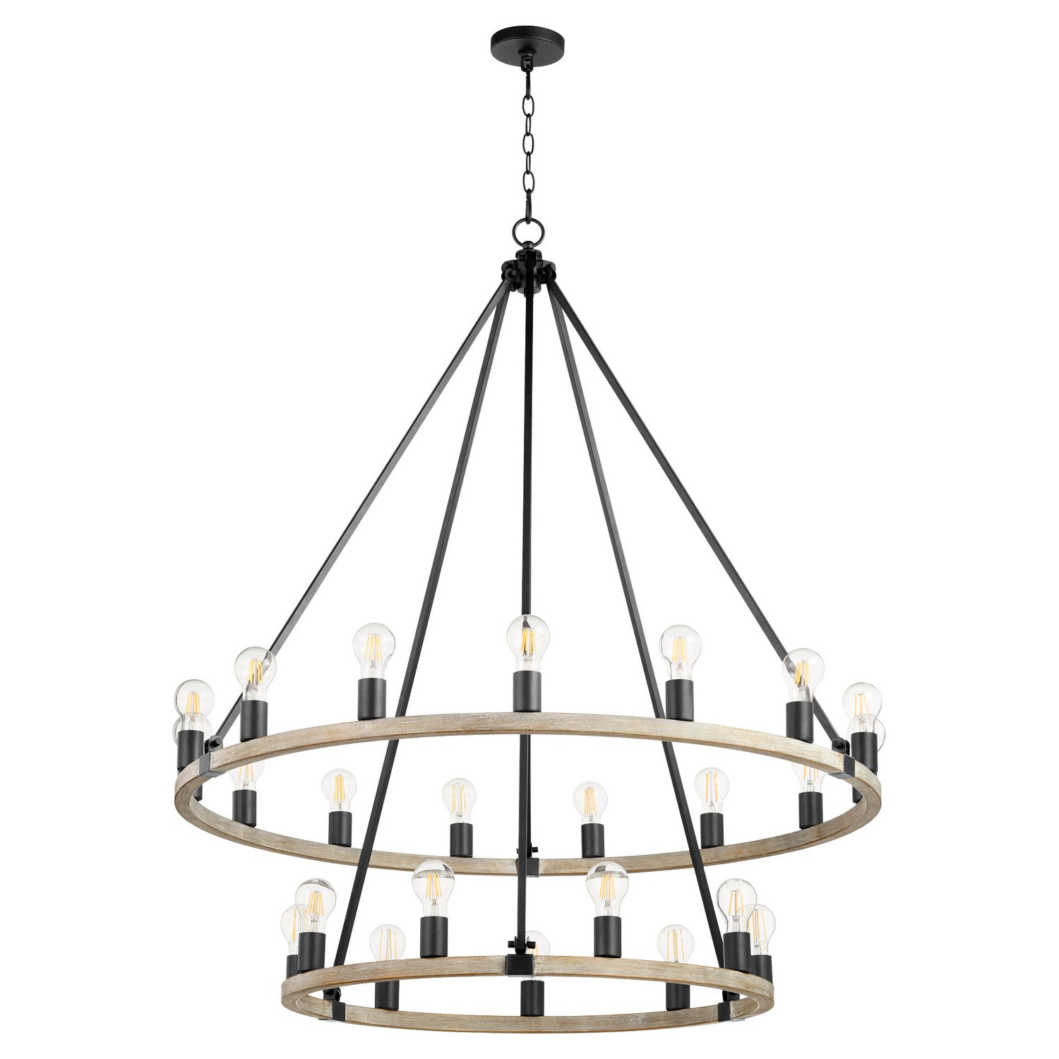 Quorum - 64-24-6941 - 24 Light Chandelier - Paxton - Textured Black|Weathered Oak Finish