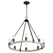 Quorum - 64-8-6941 - Eight Light Chandelier - Paxton - Textured Black|Weathered Oak Finish