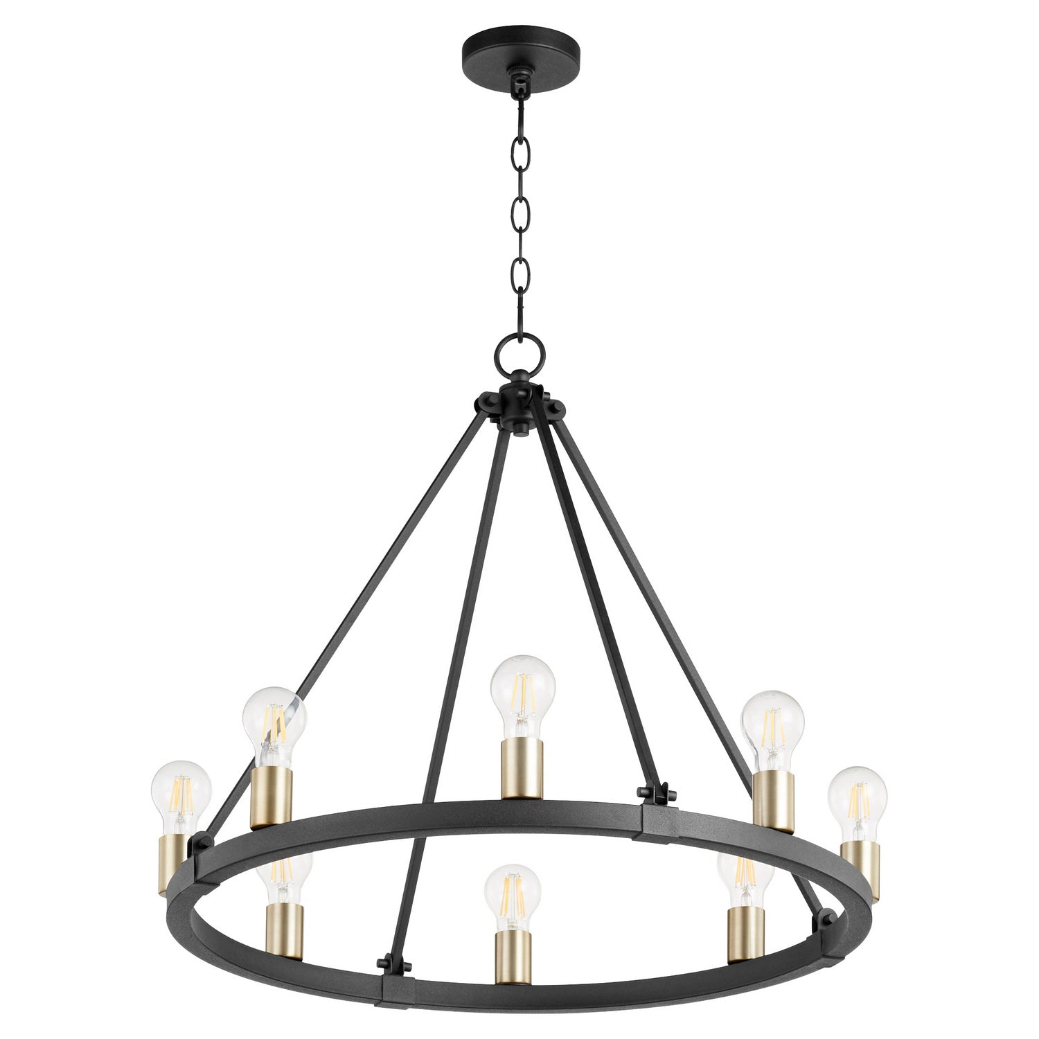Quorum - 64-8-6980 - Eight Light Chandelier - Paxton - Textured Black|Aged Brass