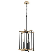 Quorum - 8134-3-69 - Three Light Entry - Silva - Textured Black|Weathered Oak Finish