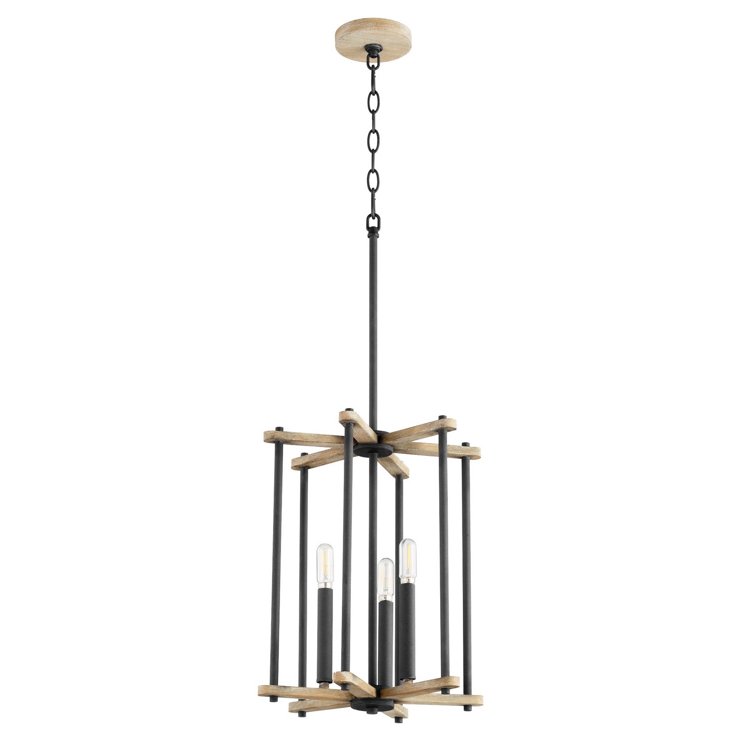 Quorum - 8134-3-69 - Three Light Entry - Silva - Textured Black|Weathered Oak Finish