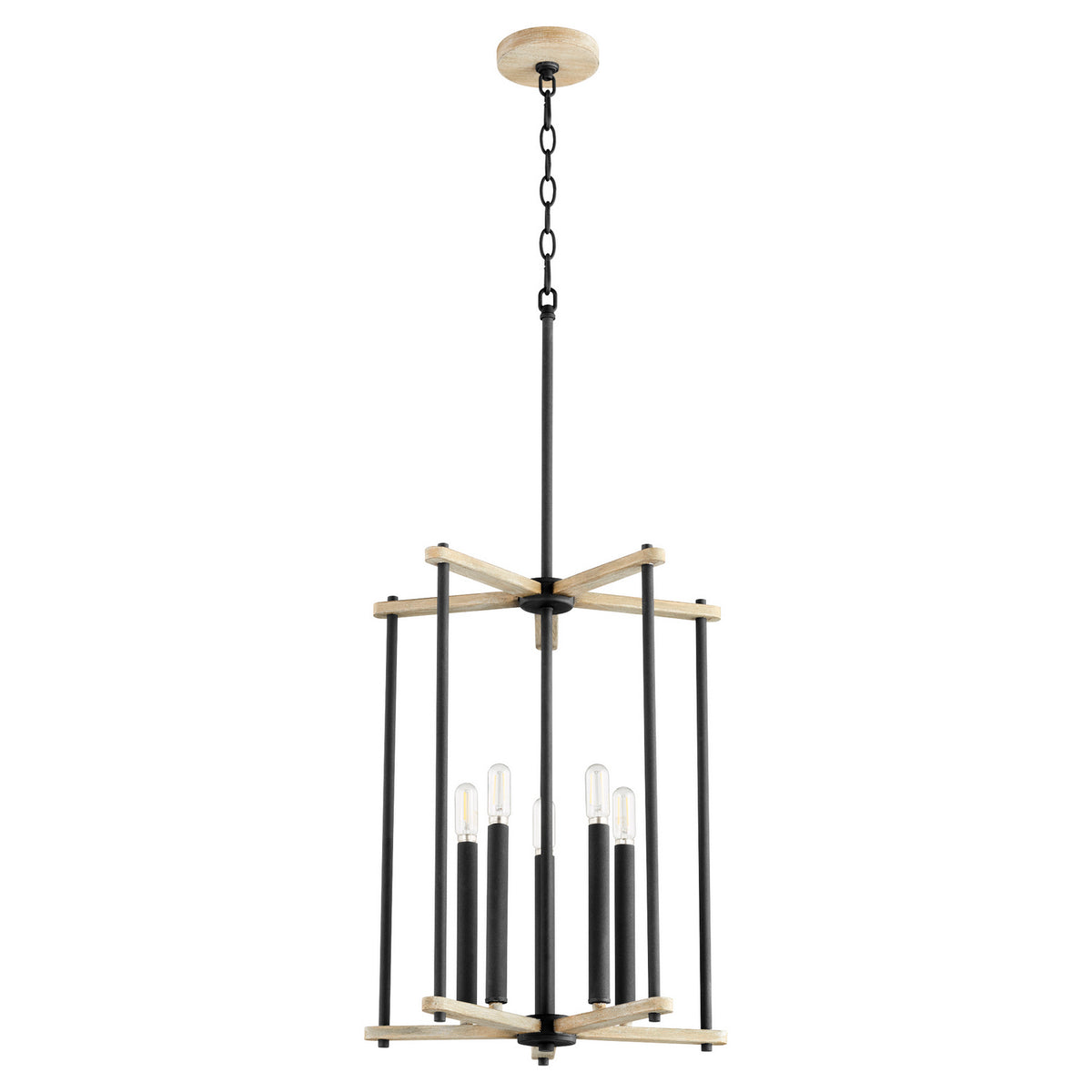 Quorum - 8134-5-69 - Five Light Entry - Silva - Textured Black|Weathered Oak Finish