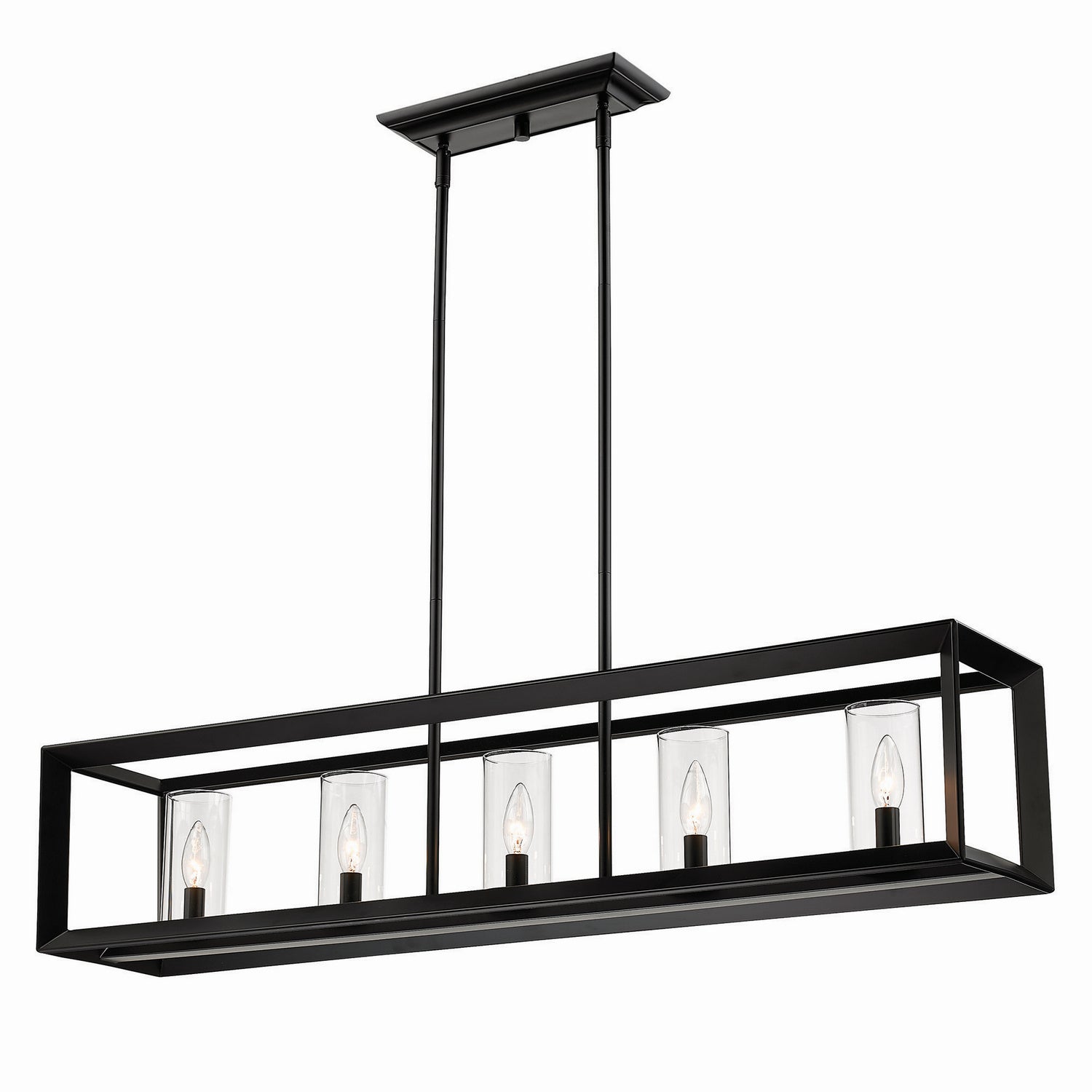 Golden - 2073-LP BLK-CLR - Five Light Linear Pendant - Smyth - Matte Black